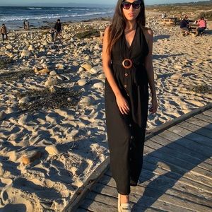 Halter neck open back dress